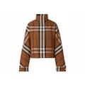 Burberry Check Funnel-Neck Cropped Jacket Brown