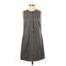 Gap Casual Dress - Mini Crew Neck Sleeveless: Gray Dresses - Women's Size 2