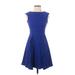 Aidan by Aidan Mattox Casual Dress - A-Line Crew Neck Sleeveless: Blue Solid Dresses - Women's Size 0