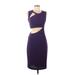 BCBGMAXAZRIA Cocktail Dress - Sheath Scoop Neck Sleeveless: Purple Print Dresses - Women's Size 6