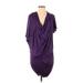 BCBGMAXAZRIA Cocktail Dress - Mini Cowl Neck Short sleeves: Purple Solid Dresses - Women's Size X-Small