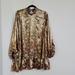 Zara Dresses | Nwt Zara Size M Gold Metallic Shift Dress | Color: Gold/Orange | Size: M