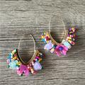 Anthropologie Jewelry | Bohemian Flower Hoop Earrings A350 | Color: Pink/Purple | Size: Os