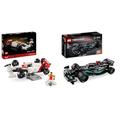 LEGO Icons McLaren MP4/4 & Ayrton Senna Modellauto Set, F1 Rennwagen Bausatz & Technic Mercedes-AMG F1 W14 E Performance Pull-Back, Modell-Rennwagen