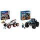 LEGO City Weltraum-Rover mit Außerirdischen, Auto-Set mit Roboter- und Alien-Spielzeug-Figuren & City Blauer Monstertruck, Offroad-Auto-Spielzeug, Fahrzeug-Set mit Rennfahrer-Minifigur