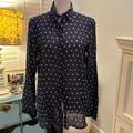 J. Crew Tops | Jcrew Cotton Silk Blend Button Down Navy And Polka Dot Top, Size 4 | Color: Blue/White | Size: 4