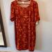 Lularoe Dresses | Lularoe Julia Dress Size 3xl Red/Rust Color Knee Length Tribal/Aztec Design | Color: Orange/Red | Size: Xxxl