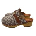 Coach Shoes | Coach Leatherware Finlay Textured Clogs Cocoa/Burn Us 9.5 Slip On | Color: Brown/Tan | Size: 9.5