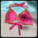 Victoria's Secret Swim | 3/$50 Victoria's Secret Barbie Pink Bikini Top Triangle Crochet Medium | Color: Orange/Pink | Size: M