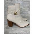 Michael Kors Shoes | Michael Kors Carmen Heeled Ankle Bootie Boot Faux Leather Ivory/Bone/White | Color: Red/White | Size: 9.5