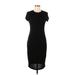 Shein Casual Dress - Midi High Neck Short sleeves: Black Solid Dresses - Women's Size 6