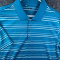 Adidas Shirts | Adidas Puremotion Polo Shirt Mens Large Blue Striped Short Sleeve Casual Stretch | Color: Blue | Size: L