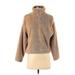 H&M Fleece Jacket: Short Tan Print Jackets & Outerwear - Women's Size X-Small