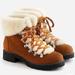 J. Crew Shoes | J. Crew Nordic Boots Glazed Pecan Shearling Brown Tan Red Laces Ankle Booties 9 | Color: Red/Tan | Size: 9