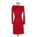 Badgley Mischka Casual Dress - Sheath Crew Neck 3/4 sleeves: Red Print Dresses - Women's Size 0