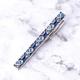 Enamel Tie Clip Blue Flower Design Tie Bar Lucky Four-Leaf Tie Pin for Mens Wedding Business