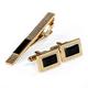 Alloy Gold Tie Clip Black Tie bar Cufflinks Set Fashion Design Suit Accessories Male Gifts