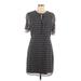 Maison Jules Casual Dress - Sheath High Neck Short sleeves: Black Polka Dots Dresses - Women's Size 10