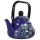 Zerodeko Enamel Tea Kettle Stove Top Water Kettle 1.5L Vintage Floral Teapots Water Heating Pot Coffee Kettle With Handle Porcelain Tea Kettle For Home Restaurant Kitchen