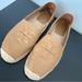 Tory Burch Shoes | Euc Tory Burch Logo Leather Espadrille Flat Shoes | Color: Tan | Size: 9