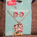 Disney Accessories | Disney Child's Christmas Holiday Necklace And Earrings Set Mickey & Minnie Mouse | Color: Black/Red | Size: Osg