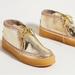 Anthropologie Shoes | Laidback London Shenje Crochet Chukka Ankle Boot Gold Metallic Leather 40 / 9 | Color: Gold | Size: 9