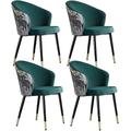 PEIXEN Modern Dining Chairs Set of 4 Kitchen Living Room Chair with Metal Legs Velvet Seat and Embroidered Backrest Modern Household Makeup Chair Bedroom Dressing Chair Dining Chairs (Color : Dark gr