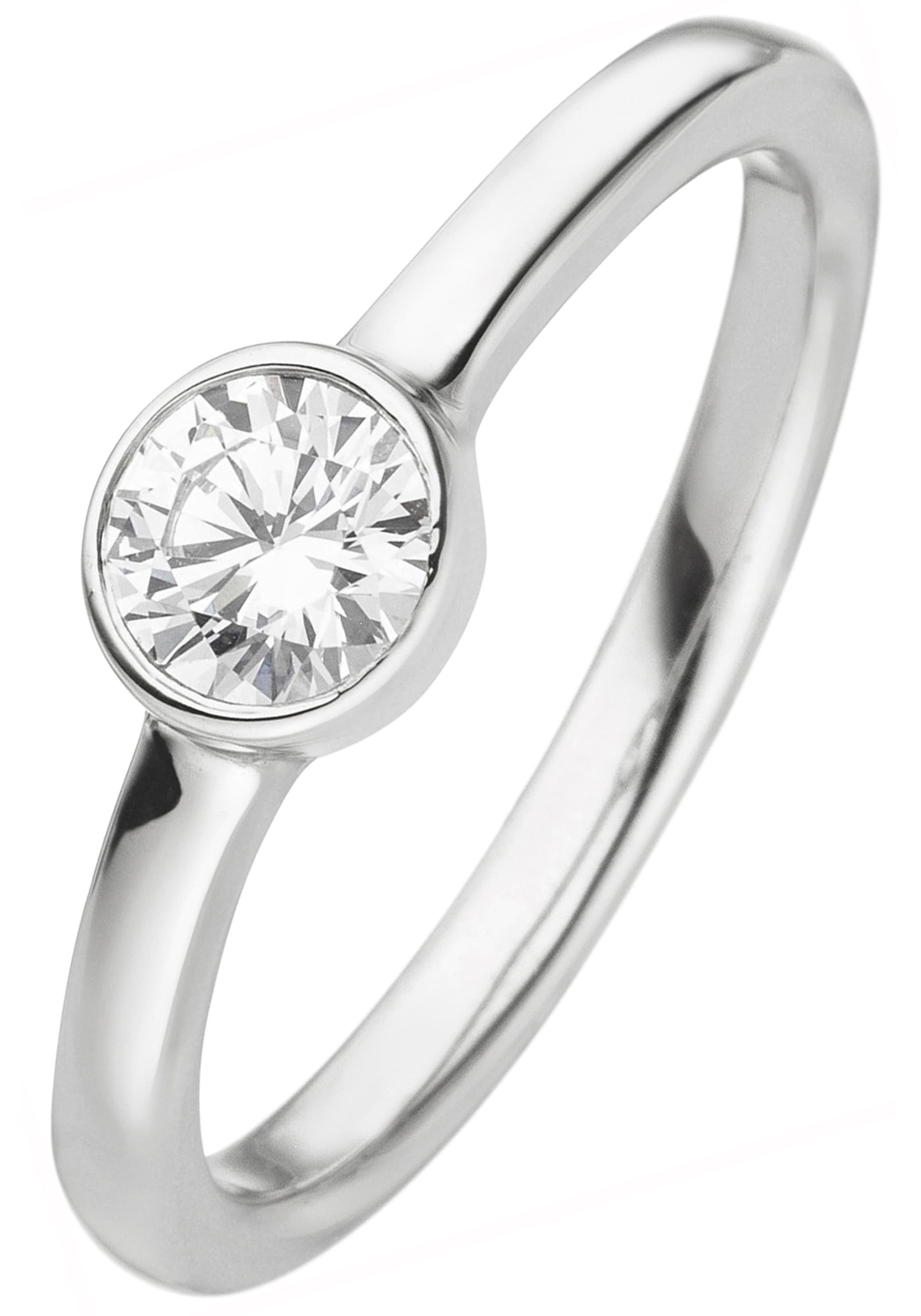 Fingerring JOBO Gr. 52, silber (silber 925), Fingerringe, Damen, 52, Silber 925 (Sterlingsilber), Fingerring, 925 Silber mit 1 Zirkonia Image
