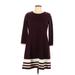 Jessica Howard Casual Dress - A-Line: Burgundy Dresses - Women's Size Large