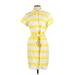 Neiman Marcus Casual Dress - Shirtdress: Yellow Stripes Dresses - Women's Size Small