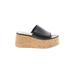 Steve Madden Wedges: Slip-on Platform Casual Black Print Shoes - Women's Size 11 - Open Toe