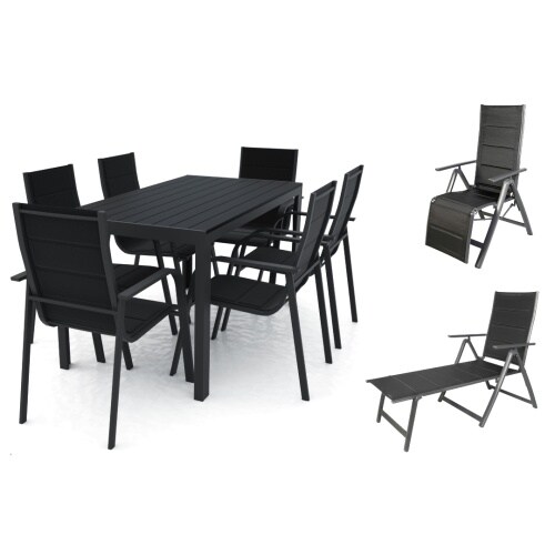 Lex Alu Gartensitzgruppe Gartenmöbel Set Sitzgruppe Essgruppe Gartenset 9-teilig Image