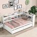 Pine Wood Twin Bed with L-Shaped Bookcases, 2 Storage Drawers and Easy Assembly, Space-Optimizing Design for Small Bedrooms