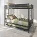 Black Steel Twin-Over-Twin Bunk Bed with Trundle - Solid Construction, Safety Guaranteed, Cozy Touch, Noise Reduced