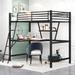 Silver Twin Size Loft Metal&MDF Bed with Desk and Shelf - Sturdy Built-in Workstation in Silver Metal&MDF Finish