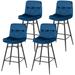 Gymax 4 PCS Velvet Bar Stools Bar Height Dining Chairs w/ Metal Legs