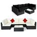 Gymax 7PCS Rattan Patio Conversation Sectional Furniture Set w/ 2 Set