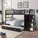 Solid Wood Twin Over Twin Bunk Bed with Trundle and Multifunction Staircase