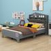 Gracie Oaks Twin Size Wooden House Bed w/ Storage Headboard, Kids Bed w/ Storage Shelf in Gray | Wayfair 3AAE57EA7C1E479B824D3D9D60D5B936