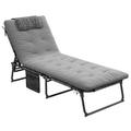 Arlmont & Co. Folding Lounge Outdoor Chair w/Cushion, Reclining Tanning Chair, Grey in Black | 11.8 H x 26.8 W x 74.4 D in | Wayfair