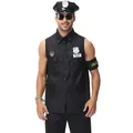 Halloween Men's Police Professional Role Game Stage Handsome Black Exquisite Embroidery Performance