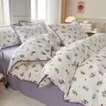 Purple Grapes Double Layer Yarn Quilt Cover Bed Sheet Pillowcase Twin Queen Size Bedding Set Girls