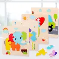 Kids Wooden Puzzle Cartoon Animal 3D Puzzle Jigsaw Toy Baby Montessori Educational Toy Intelligence