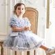 MACGray-Robe de princesse bleue pour enfants tenue de fête d'anniversaire motif floral mignonne