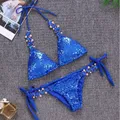 Maillot de bain brillant avec biscuits pour femme bikini sexy push-up vêtements de plage