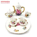 New 8 pcs/lot Cute Miniature Dollhouse Dinnerware Porcelain Tea Set Tableware Cup Plate Colorful