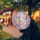 12inch Solar Printed Lantern Chinese Round Hanging Lamp Waterproof Nylon LED Light For Outdoor