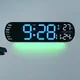 LED Digital Wall Clock With Remote Control Ambient Lights Time Date Temperature Display Alarm Clocks