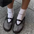 ZHAMTA-Sandales en cuir avec chaîne pour femme taille 35-40 talons plats chaussures d'été