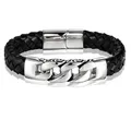 TYO-Bracelets en fil d'acier inoxydable vintage pour hommes bracelets en cuir bracelet de couture